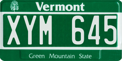VT license plate XYM645