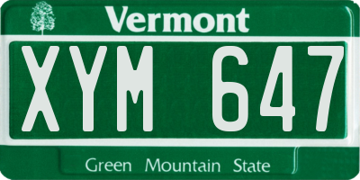 VT license plate XYM647