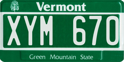 VT license plate XYM670