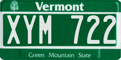 VT license plate XYM722