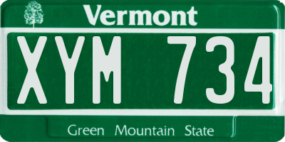 VT license plate XYM734