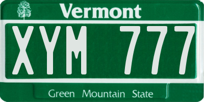 VT license plate XYM777