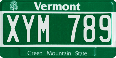 VT license plate XYM789