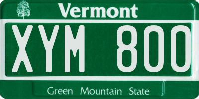VT license plate XYM800