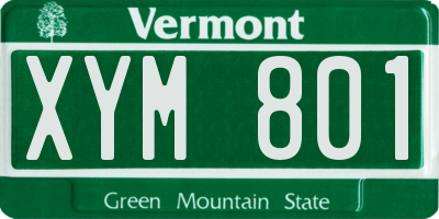 VT license plate XYM801