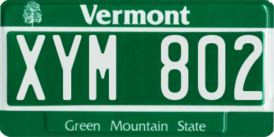 VT license plate XYM802