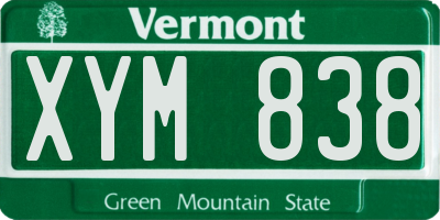 VT license plate XYM838