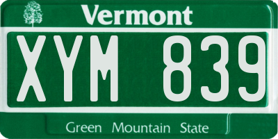 VT license plate XYM839