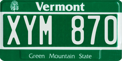 VT license plate XYM870
