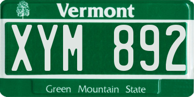 VT license plate XYM892