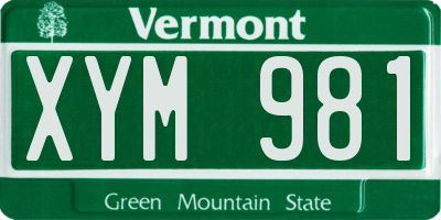 VT license plate XYM981