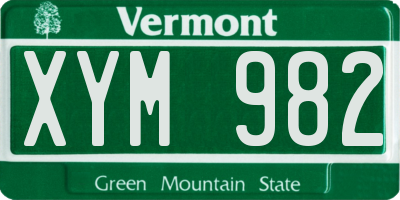 VT license plate XYM982
