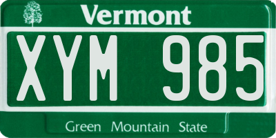 VT license plate XYM985