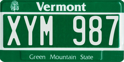 VT license plate XYM987