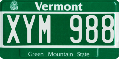 VT license plate XYM988