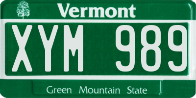 VT license plate XYM989