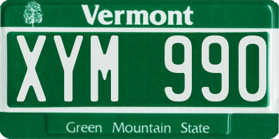 VT license plate XYM990
