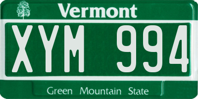 VT license plate XYM994