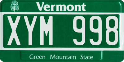 VT license plate XYM998