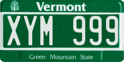 VT license plate XYM999