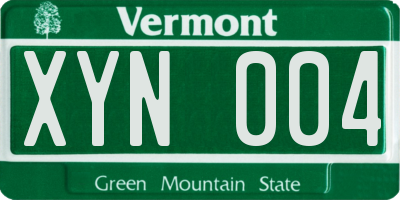 VT license plate XYN004