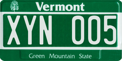 VT license plate XYN005