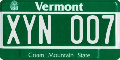 VT license plate XYN007