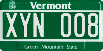 VT license plate XYN008