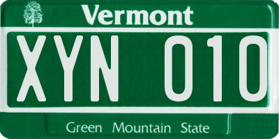 VT license plate XYN010