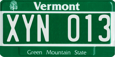VT license plate XYN013