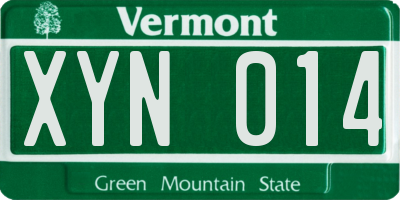 VT license plate XYN014