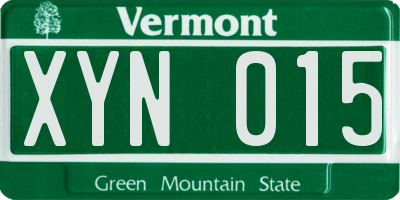 VT license plate XYN015