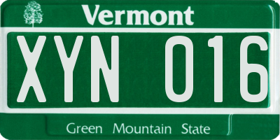 VT license plate XYN016