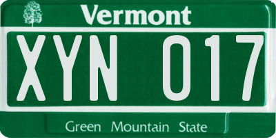 VT license plate XYN017