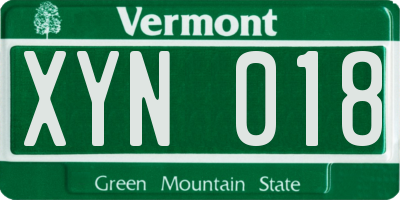 VT license plate XYN018