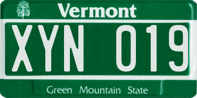 VT license plate XYN019