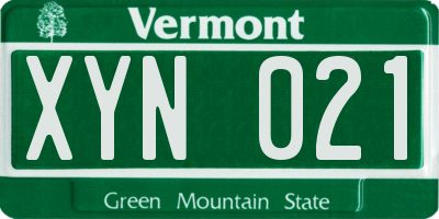 VT license plate XYN021