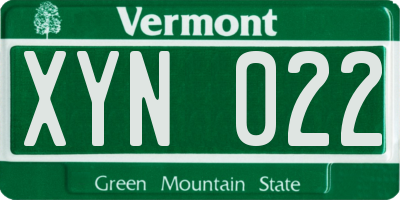VT license plate XYN022