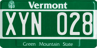 VT license plate XYN028