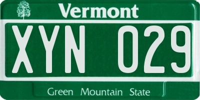 VT license plate XYN029