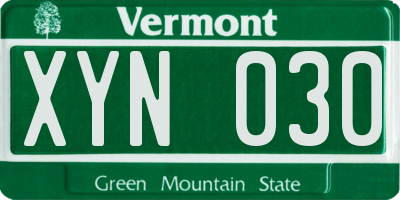 VT license plate XYN030