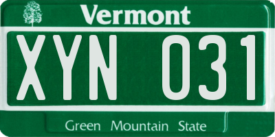 VT license plate XYN031