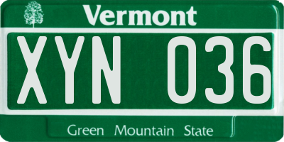 VT license plate XYN036