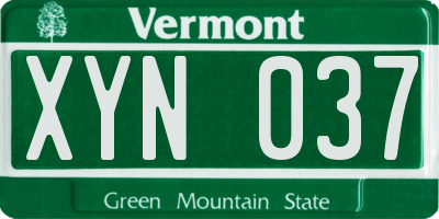 VT license plate XYN037