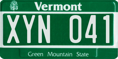 VT license plate XYN041