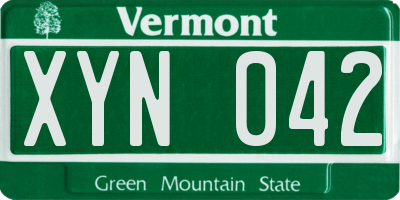 VT license plate XYN042