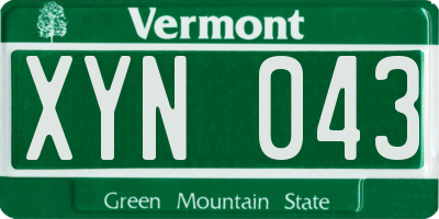 VT license plate XYN043