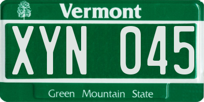VT license plate XYN045