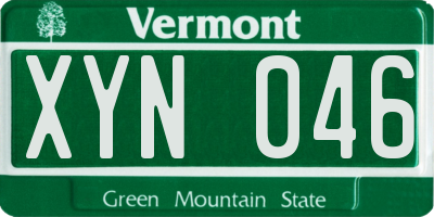 VT license plate XYN046
