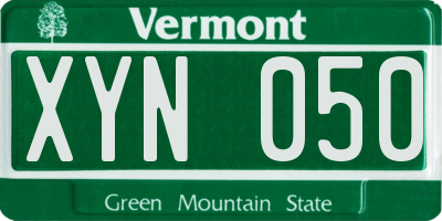 VT license plate XYN050